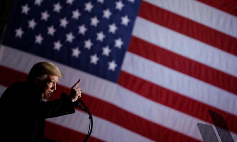 Trump addresses a campaign rally in Columbia, Missouri on 1 November.