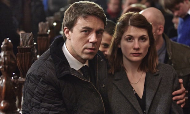Jodie Whittaker with Andrew Buchan in Broadchurch.