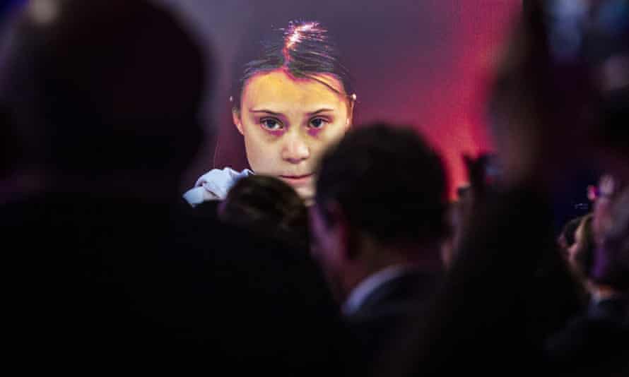 Greta Thunberg during a panel session at the World Economic Forum in Davos on 21 January 2020.