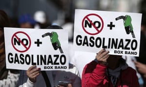 Protestors demonstrate against an increase in the price of petrol in Mexico on 7 January 2017.