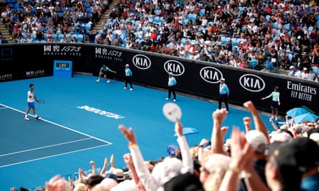 Fans celebrate a point at Melbourne ParkPhoto: REUTERS/Edgar Su