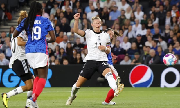 Alexandra Popp's powerful first-half finish puts Germany 1-0 ahead