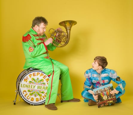 John and James Harris dressed in Sgt. Pepper uniforms