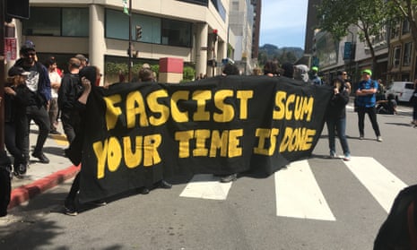 ‘How can we speak responsibly about fascism today?’ ... anti-Trump protesters in Berkeley, California.