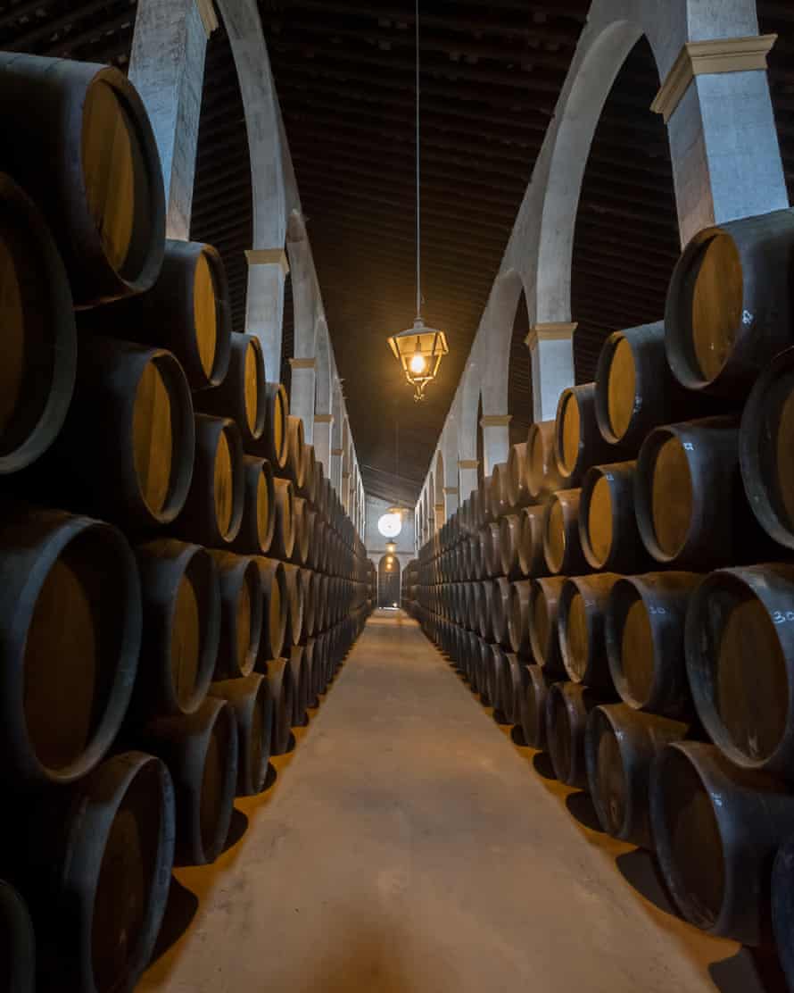 Sherry barrels in Jerez bodega.