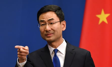 Chinese foreign ministry spokesman Geng Shuang after the expulsion of American journalists in March 2020.
