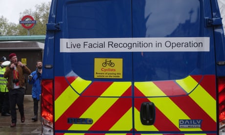 A van being used by the Metropolitan police as part of their facial recognition operation during the coronation