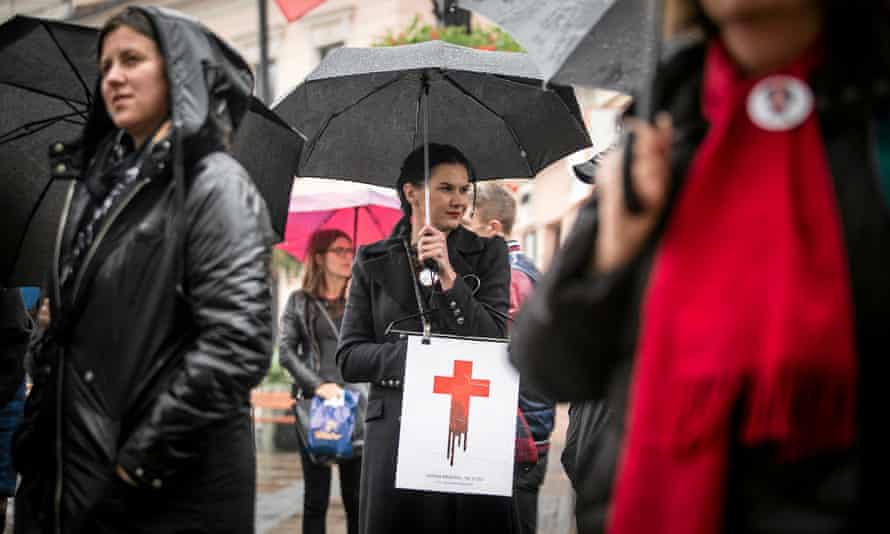 Women at a rally in Lublin last month, marking the first anniversary of the 2016 women’s strike.