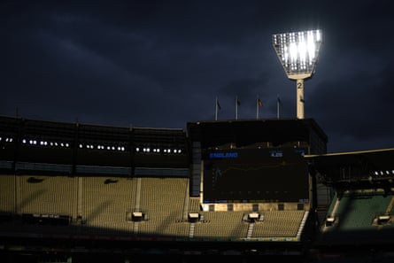 Empty stands at the Melbourne cricket ground.