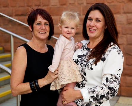Natalie Fleet with her daughter Lottie and mother, Tracy Hovell, at the Labour party conference in Manchester in September 2014.
