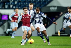 Grealish is challenged by Sawyers.