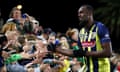 *** BESTPIX *** Central Coast Mariners v Central Coast Football<br>GOSFORD, AUSTRALIA - AUGUST 31: Usain Bolt of the Mariners thanks Mariners fans after debuting in the pre-season match between the Central Coast Mariners and Central Coast Football at Central Coast Stadium on August 31, 2018 in Gosford, Australia. (Photo by Cameron Spencer/Getty Images) *** BESTPIX ***
