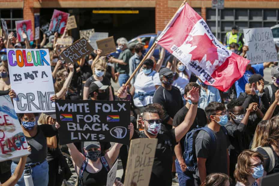 Protesters in Calgary rally against police violence and racism. Activists and historians argue that before change can come, Canadians must first accept a tarnished history.