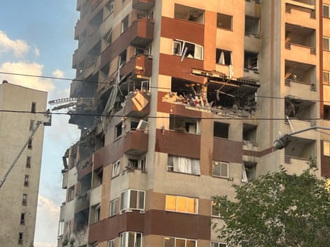 A view of a damaged building in the Iranian capital, Tehran.