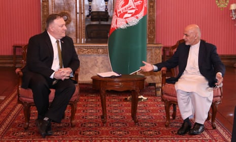 The president of Afghanistan Ashraf Ghani receives US Secretary of State Mike Pompeo in Kabul