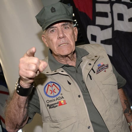 Ermey pictured in familiar pose in 2014.