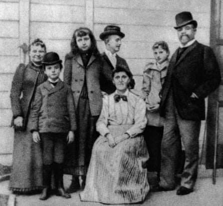 Dvorak, right, and wife Anna, far left, newly arrived in the United States in 1892.