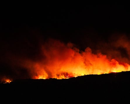 Wildfire burns in the Aspres region of the Pyrenees overnight