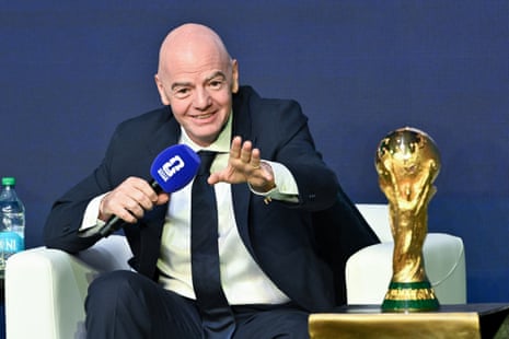 Gianni Infantino speaks during the World Cup 2026 official match schedule announcement in Washington