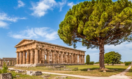 The temple of Hera at the Paestum archaeological Unesco world heritage site, Salerno, Campania.