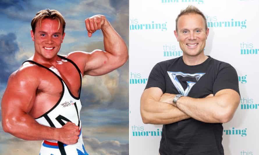 Composite image showing Warren Furman (Ace) from Gladiators, pictured in 1995 and 2017