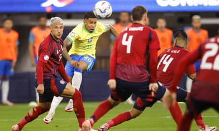 Savinho in action for Brazil against Costa Rica