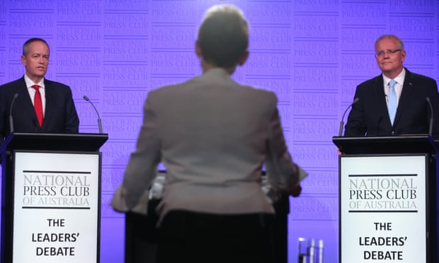 Bill Shorten and Scott Morrison during an election debate. The political parties’ campaign financing will not be disclosed until February 2020