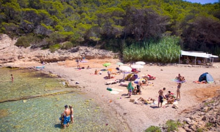 Cala Xuclar. Beach. Sant Joan de Labritja. Ibiza. Balearic Islands. Spain.
