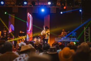 The Kenyan country singer Sir Elvis and the Urban Cowboys perform