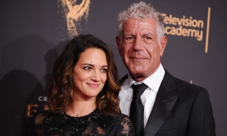 Leerhsen's next book on Bourdain examines his relationship with Asia Argento, left, including the texts that led up to Bourdain's death.
