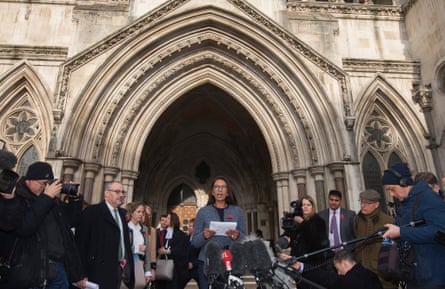 Lead claimant in the article 50 case, Gina Miller (centre), gives a statement outside of the high court in London this week.