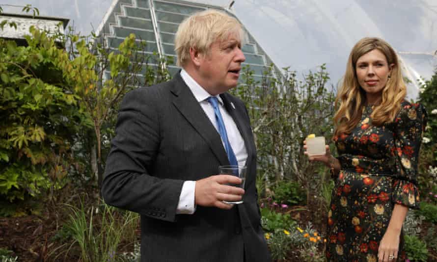 Boris Johnson and his wife, Carrie Johnson, attend a reception at the Eden Project in Cornwall, England.