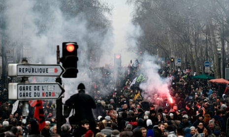Tens of thousands of public sector workers strike across France | France | The Guardian