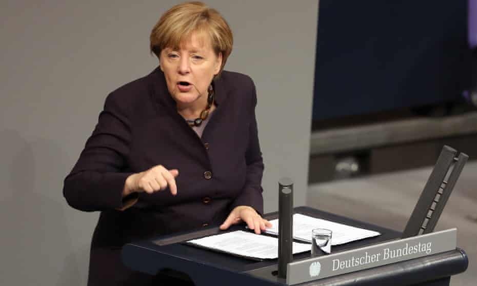 Angela Merkel speaks at the Bundestag