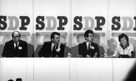 Roy Jenkins, David Owen, William Rodgers and Shirley Williams at the launch the SDP in 1981.