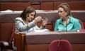 Jacqui Lambie and Tammy Tyrrell in the Senate last year.