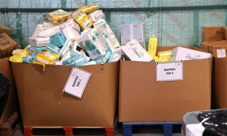 Toiletries and diapers are a constant demand from struggling families.