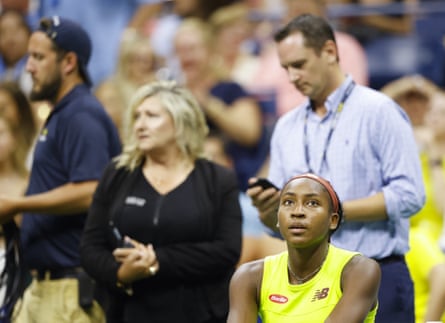 Coco Gauff waits to get back on court.