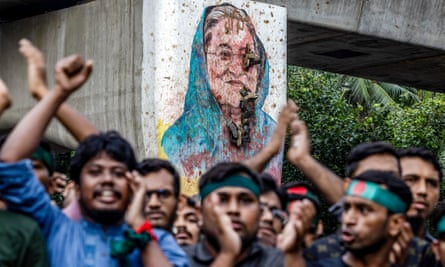 A protest against Sheikh Hasina near Dhaka University on 12 August 2024.