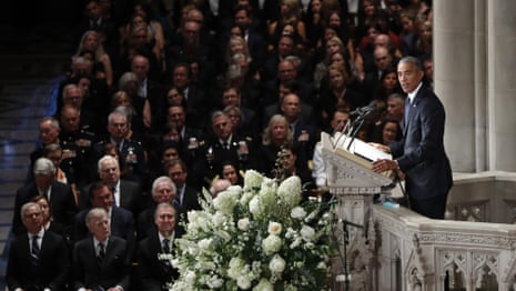 Barack Obama and George W Bush lead McCain tributes – video