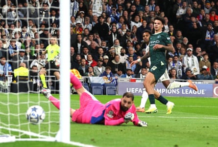 Rodrygo fires Real Madrid in front during the first half