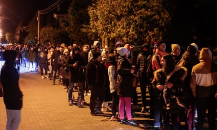 People queueing to vote in Wrocław
