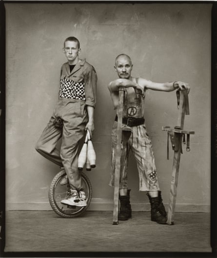 Man on Monocycle, Man with Stilts by David Eustace.