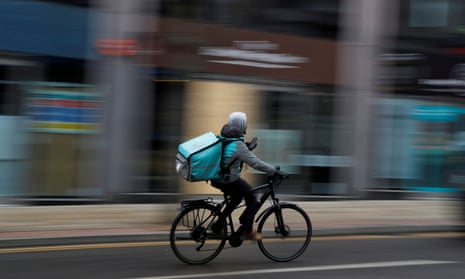 Delivery rider on cycle