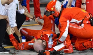 Ferrari mechanic receives medical attention