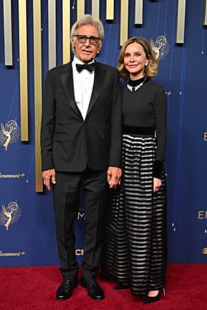 Harrison Ford and actress Calista Flockhart arrive for the 77th Primetime Emmy Awards