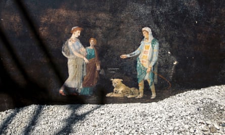 One of the stunning frescoes unveiled by archaeologists in Pompeii: The New Dig.