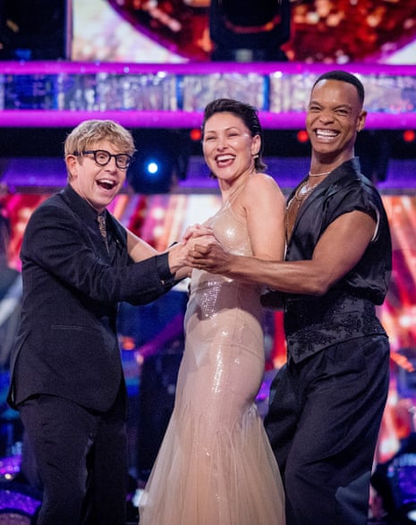 Josh Widdicombe, Emma Willis and Johannes Radebe.