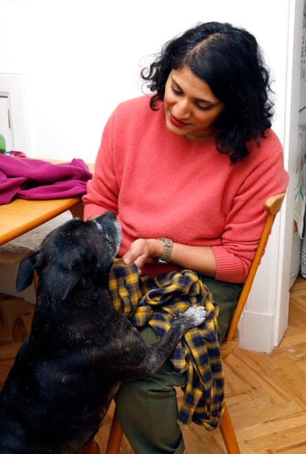 No new bed for you … Chitra Ramaswamy with her dog.