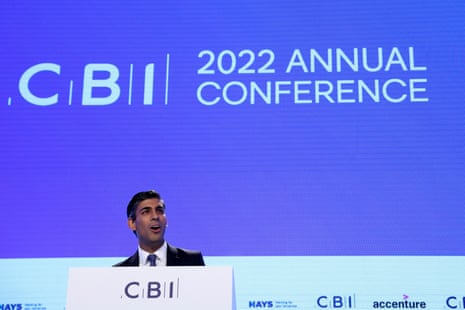 Rishi Sunak speaking at the CBI conference.